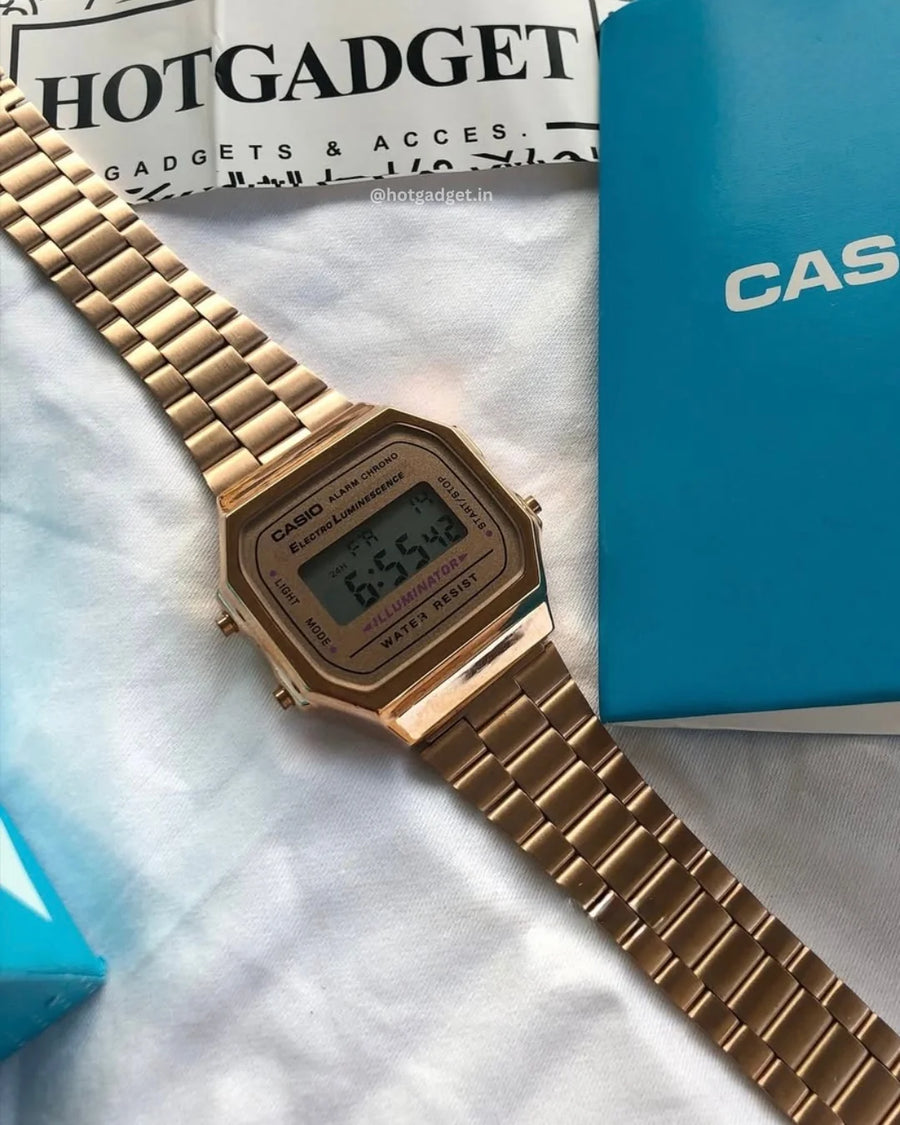 Vintage A168 Unisex (Digital Watch) Rose Gold